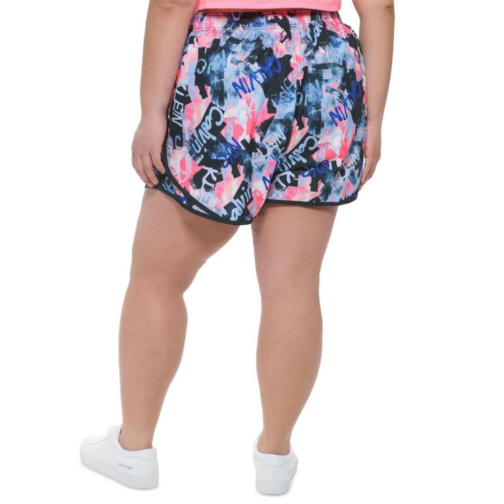 NWT Calvin Klein Plus Size Printed Running Shorts PF2X8769 3X Bold Blue - Picture 2 of 5